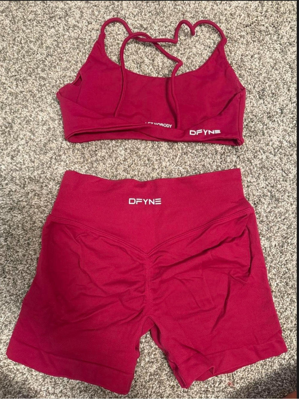 DFYNE Mid Rise Impact Shorts with Dynamic Bra — OG Berry Red color - Picture 2 of 2